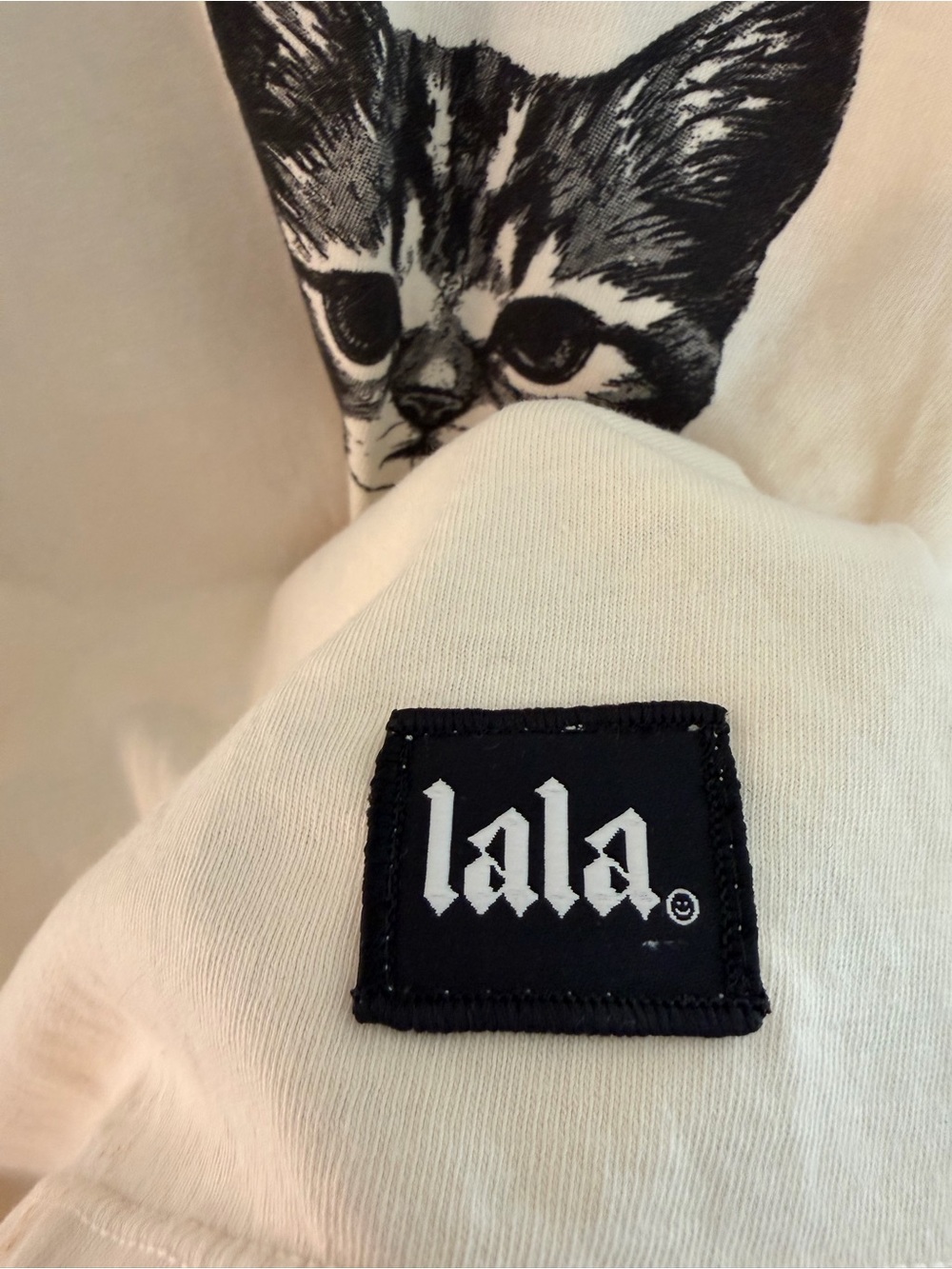 Dressed in LALA Cream Tee with Black Cat Prints - Picture 7 of 13